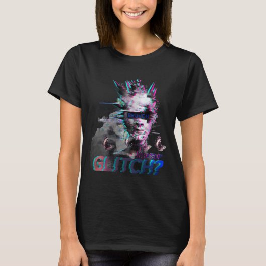 Glitch Cyberpunk T-Shirt – Broken Face Y2K Tee Tシャツ (正面)