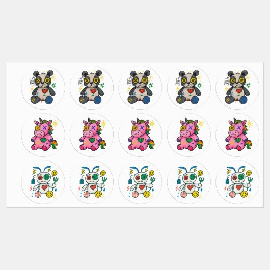 Glitch Gang — Cute Chaos Sticker Pack ラベル (シート)