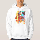 Glitch in Cyborg Woman on a Cozy Long Sleeve White パーカ (正面)