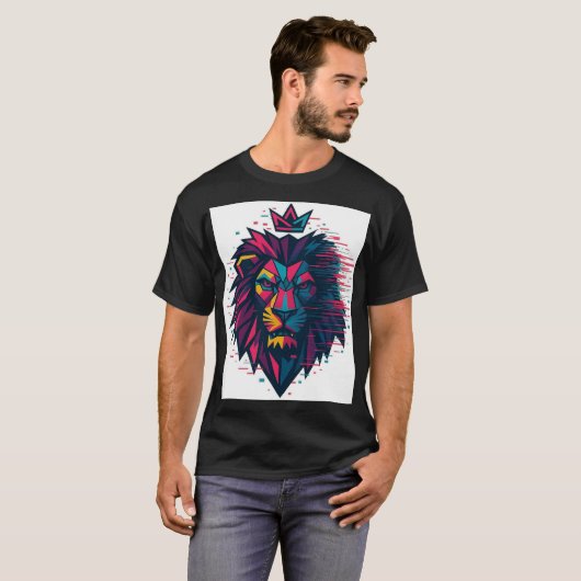 "Glitch Lion: Futuristic Fashion" Tシャツ (正面フル)