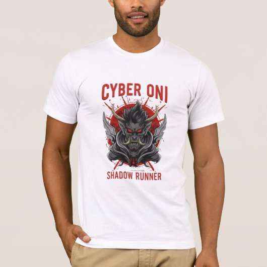 Glitch Neon City Overload Japanese Cyberpunk Tシャツ (正面)