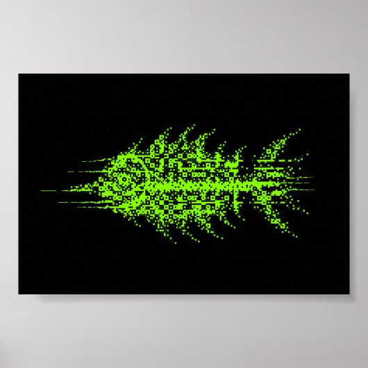 Glitch Pixel Code Fish Wall Art ポスター (正面)
