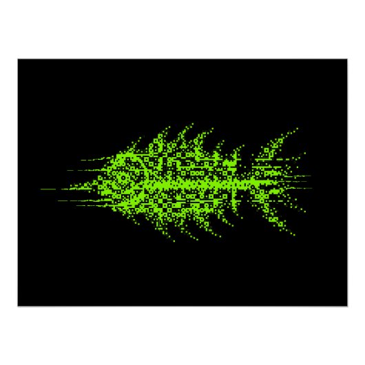 Glitch Pixel Code Fish Wall Art ポスター (正面)