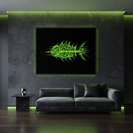 Glitch Pixel Code Fish Wall Art ポスター