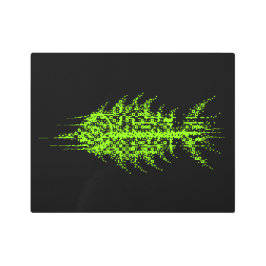 Glitch Pixel Code Fish Wall Art メタルプリント