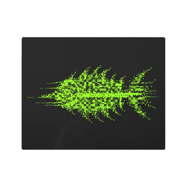 Glitch Pixel Code Fish Wall Art メタルプリント (正面)