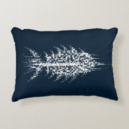 Glitch Pixel White Fish アクセントクッション