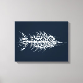 Glitch Pixel White Fish Wall Art キャンバスプリント