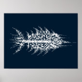 Glitch Pixel White Fish Wall Art ポスター (正面)