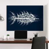 Glitch Pixel White Fish Wall Art ポスター