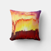 Glitch Sunset Sky Abstract Art クッション (正面)