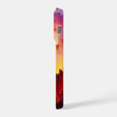 Glitch Sunset Sky Abstract Art iPhoneケース (左側面)