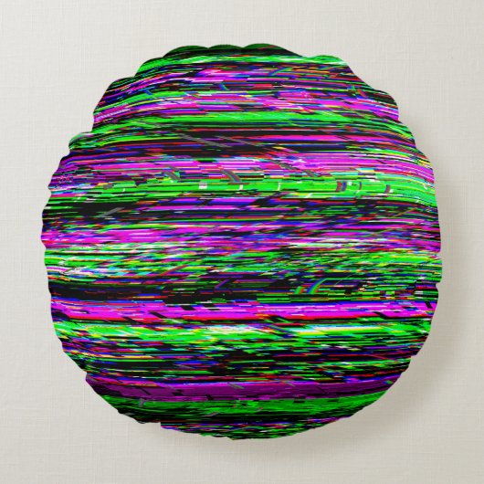 Glitch tech abstract pattern ラウンドクッション (正面)