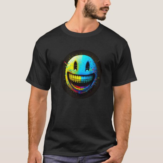 Glitchcoreデジタル顔 – コンピュータアート – Nerdcore Tシャツ (正面)