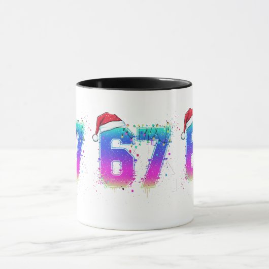 Glitchcore Cyber Christmas Tree 67 Neon Meme Shirt マグカップ (中央)