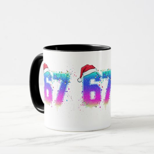 Glitchcore Cyber Christmas Tree 67 Neon Meme Shirt マグカップ (正面左)