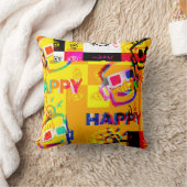 GLITCHED HAPPY Pillow クッション (ブランケット)