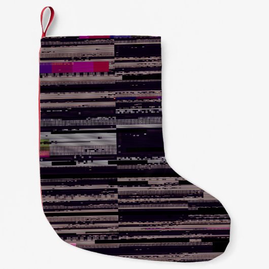 Glitched TV screen with broken pixels. Abstract fu スモールクリスマスストッキング (正面)