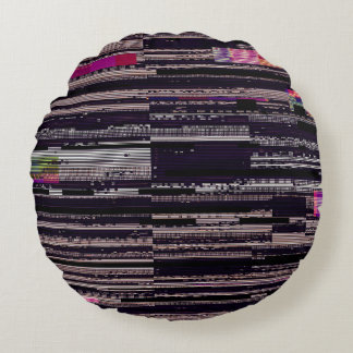 Glitched TV screen with broken pixels. Abstract fu ラウンドクッション