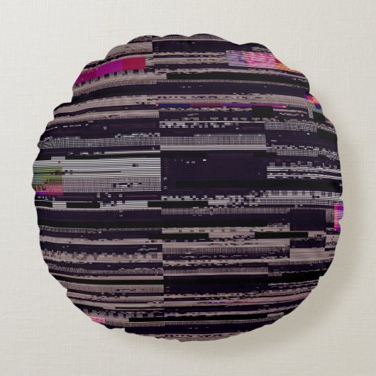 Glitched TV screen with broken pixels. Abstract fu ラウンドクッション (正面)