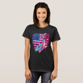 Glitched Vaporwave American Flag Tシャツ (正面フル)