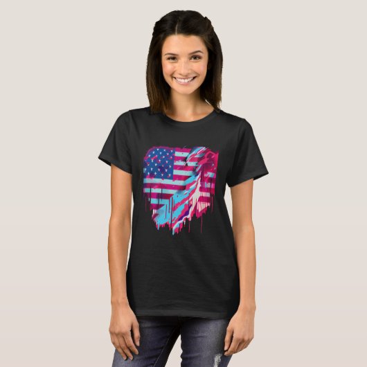 Glitched Vaporwave American Flag Tシャツ (正面フル)