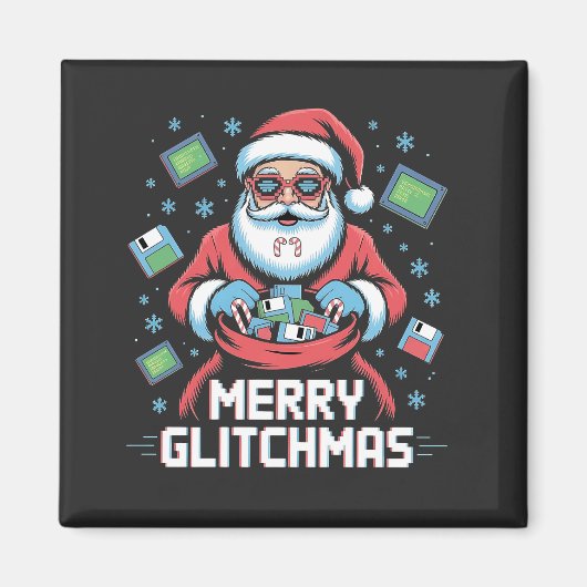 Glitchmasコメリーーディングプログラマサンタ・クリスマス マグネット (正面)