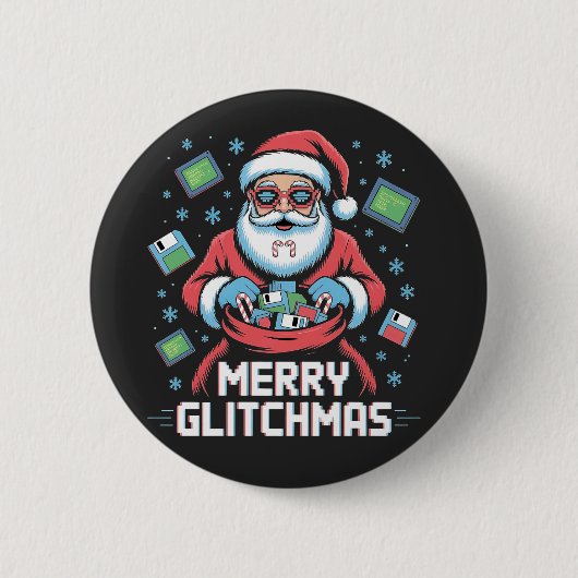 Glitchmasコメリーーディングプログラマサンタ・クリスマス 缶バッジ (正面)
