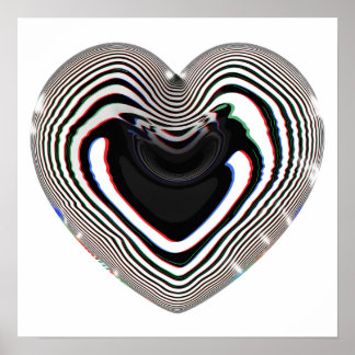 Glitchy Holographic Cyber Heart Sticker ポスター