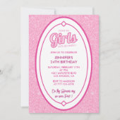 Glitter 24th birthday invitation Girl blush pink 招待状 (正面)