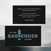 Glitter Aqua Black Event Bartender Business Card 名刺