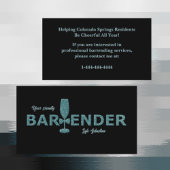 Glitter Aqua Black Event Bartender Business Card 名刺