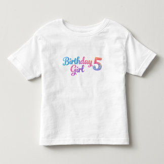 Glitter Birthday Girl 5 Kids T-Shirt トドラーTシャツ