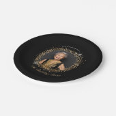 Glitter Black Gold 70th Birthday Party ペーパープレート (アングル)