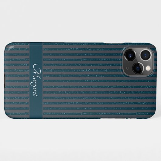 Glitter blue  | Minimal Modern Initial Monogram  iPhoneケース (裏面横)