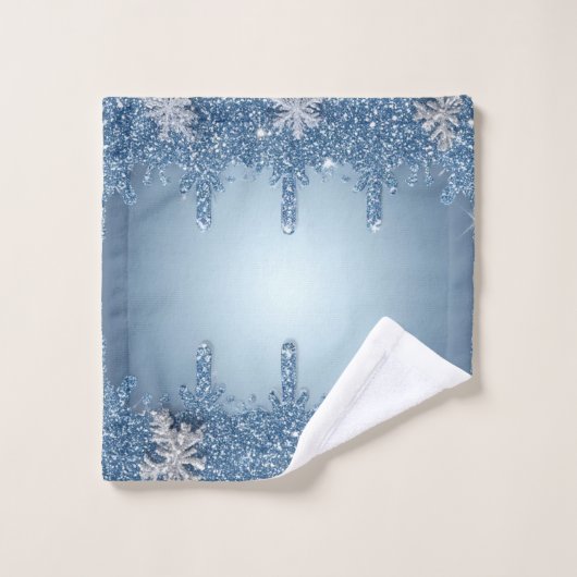 Glitter Blue Snowflake Christmas Spa Decor Gift ウォッシュタオル (ウォッシュタオル)