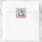 Glitter candy unicorn meadow wildflowers  スクエアシール (バッグ)