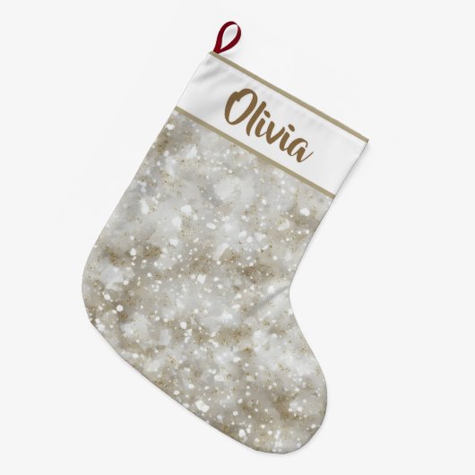 Glitter Christmas Stocking | Personalized Name  ラージクリスマスストッキング (正面 (吊り時))