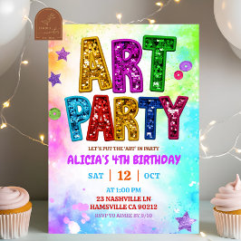 Glitter Colorful Sequin Art Party Birthday 招待状