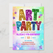 Glitter Colorful Sequin Art Party Birthday 招待状 (正面)