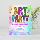 Glitter Colorful Sequin Art Party Birthday 招待状 (スタンド正面)