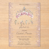 Glitter Confetti Floral Crown Baby Shower アクリル招待状 (正面)