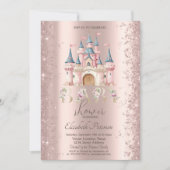 Glitter Confetti Frame Chic Castle Baby Shower 招待状 (正面)