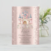 Glitter Confetti Frame Chic Castle Baby Shower 招待状 (スタンド正面)