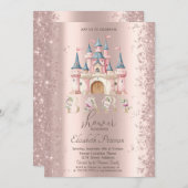 Glitter Confetti Frame Chic Castle Baby Shower 招待状 (正面/裏面)