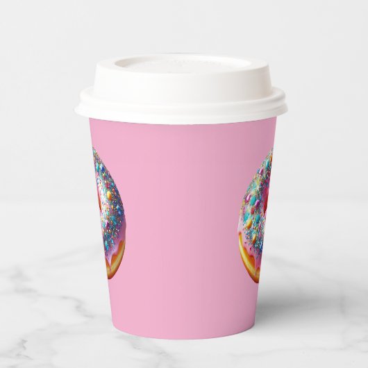 Glitter donut paper cup. 紙コップ (左)