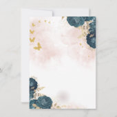 Glitter Dress,Gold Butterflies Green Roses 15th  招待状 (裏面)