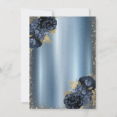 Glitter Dress,Roses,Butterflies Blue Metallic 招待状 (裏面)