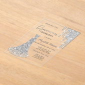  Glitter Drips,Diamonds Dress 5th Birthday アクリル招待状 (レイダウン)