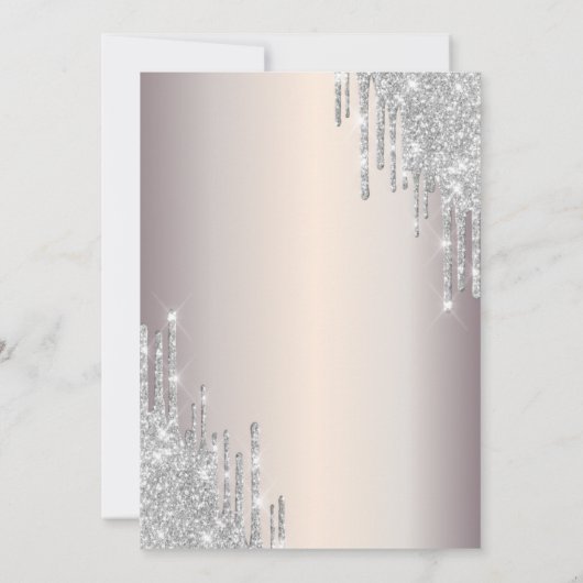 Glitter Drips Dress Eiffel Tower Bow 25th 招待状 (裏面)